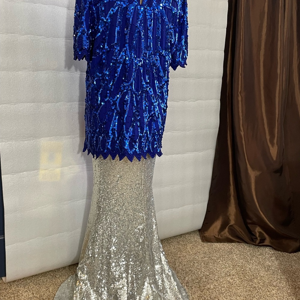 2 piece Top with full length skirt sequins